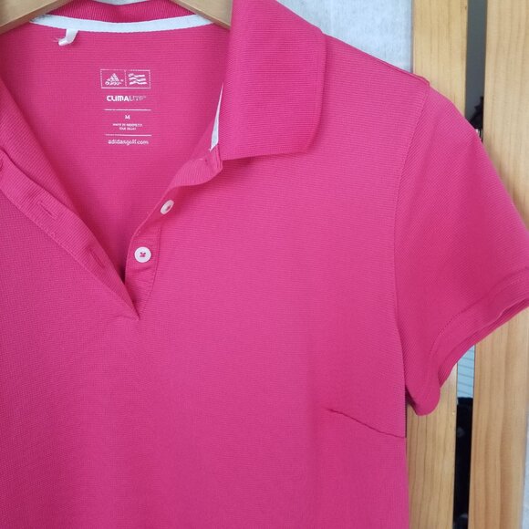 Women's Adidas Climalite SS  Golf Polo Shirt Pink Size Medium - Picture 2 of 6